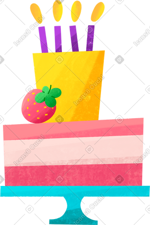 festive bright cake with candles and strawberries PNG, SVG