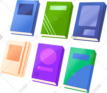 Six different books in two rows PNG, SVG