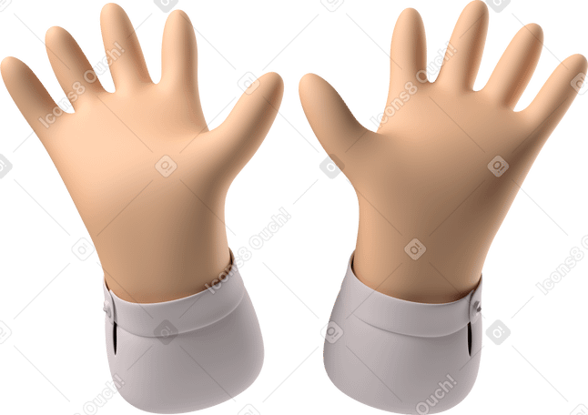 3D Open white skin hands PNG, SVG