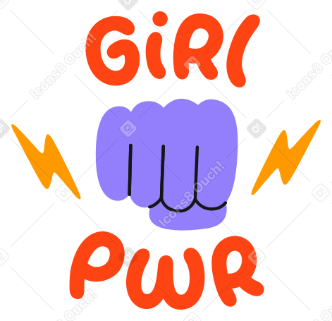 hand and lettering girl power sticker Illustration in PNG, SVG