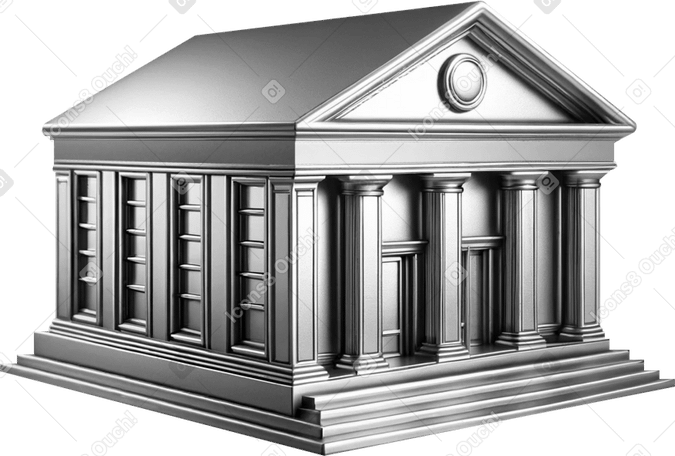 Хромированное здание банка в PNG, SVG