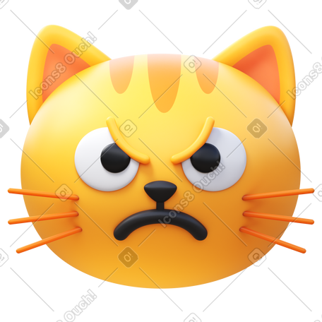 3D pouting cat PNG, SVG