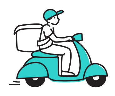 Delivery man on scooter PNG, SVG