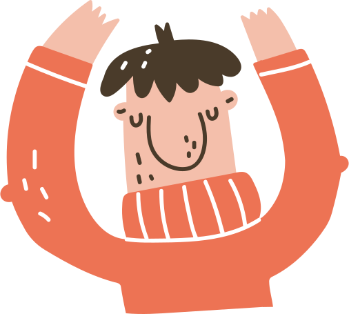man with two raised hands Illustration in PNG, SVG