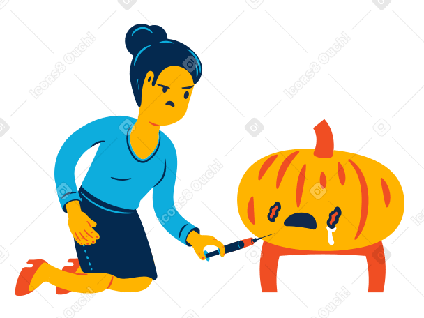Woman making a gmo pumpkin PNG, SVG