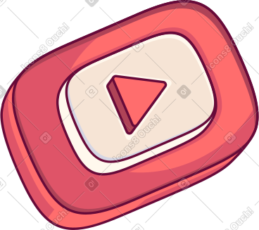 Red button with youtube icon PNG, SVG