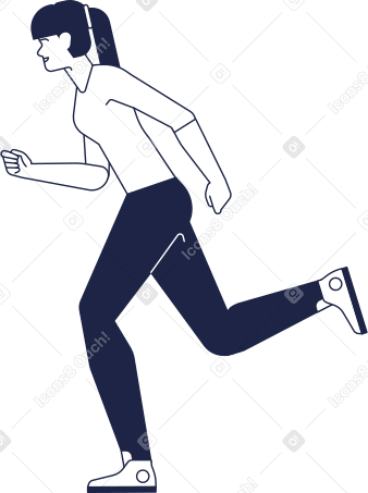 woman in sneakers and sweatpants runs Illustration in PNG, SVG