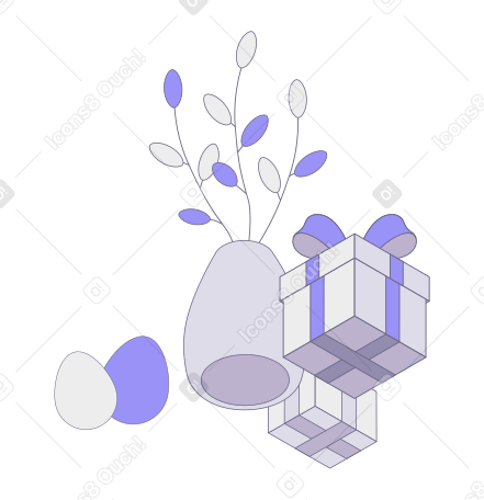 花瓶とプレゼントでハッピーイースター PNG、SVG