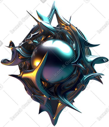 D abstract shiny metal form PNG, SVG