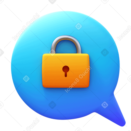 3D speech bubble with padlock inside Illustration in PNG, SVG