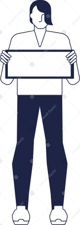 man holding sign line Illustration in PNG, SVG