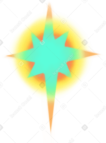 Большая зеленая северная звезда с желтым ореолом в PNG, SVG