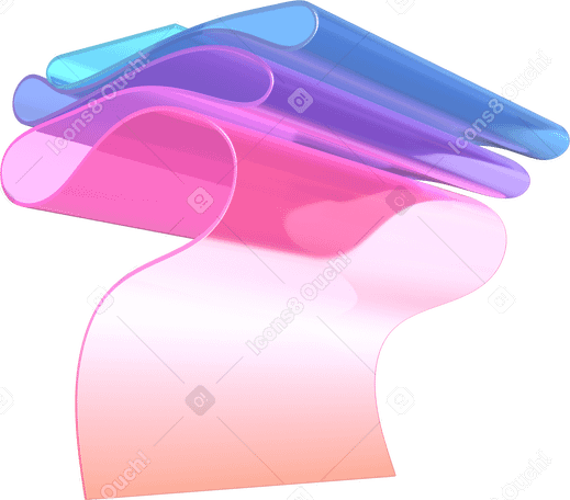 3D folded glass ribbon PNG, SVG