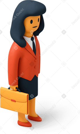 3D Close up of business woman with briefcase Illustration in PNG, SVG
