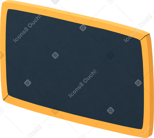 3D Empty chalk board with yellow frame to the left PNG, SVG