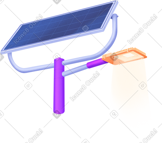 large street lamp on solar panels PNG, SVG