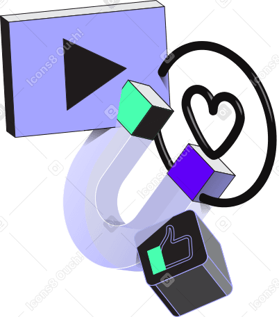 Магнит, лайк и знак сердца в PNG, SVG