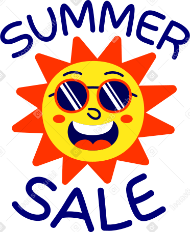 sun with summer sale lettering Illustration in PNG, SVG