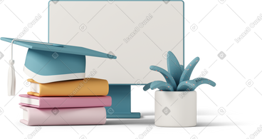 Graduate's hat and books PNG, SVG