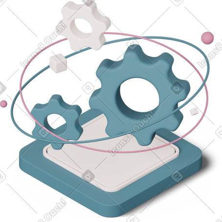 3D floating gears PNG, SVG