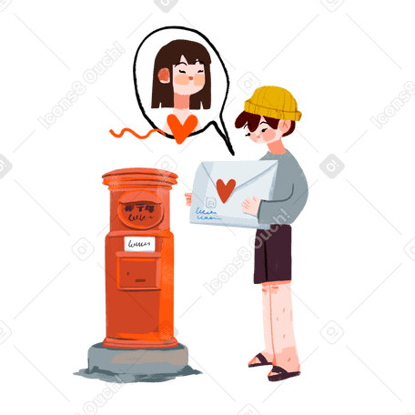 boy sending a love letter to a girl PNG, SVG