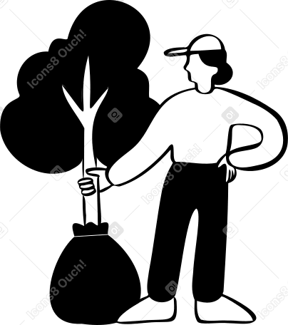 man with tree PNG, SVG