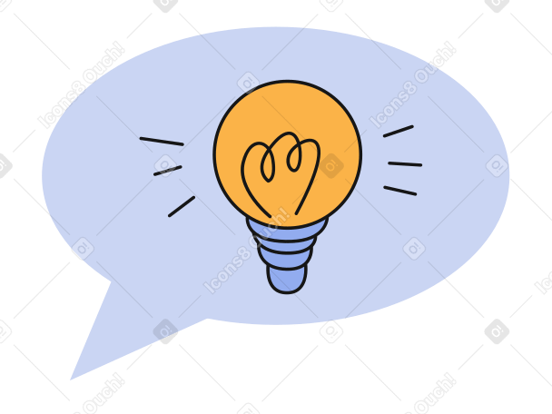 Left bubble with light bulb pops up and lights up Illustration in PNG, SVG