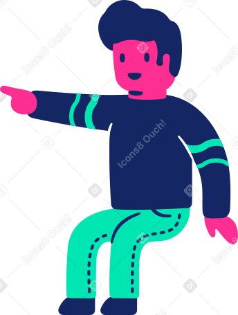 man sitting pointing Illustration in PNG, SVG