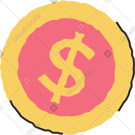 yellow coin dollar PNG, SVG