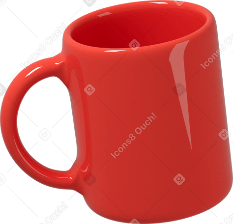 3D side view of red mug Illustration in PNG, SVG