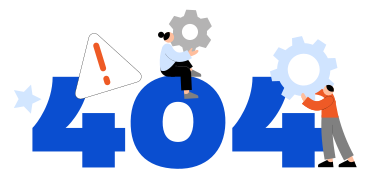 Буква 404 с шестернями и текстом треугольника с восклицательным знаком в PNG, SVG