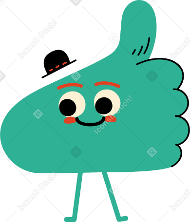 green character thumbs up with hat Illustration in PNG, SVG