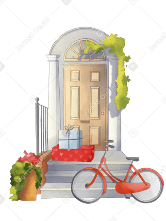 Gifts near the door Illustration in PNG, SVG