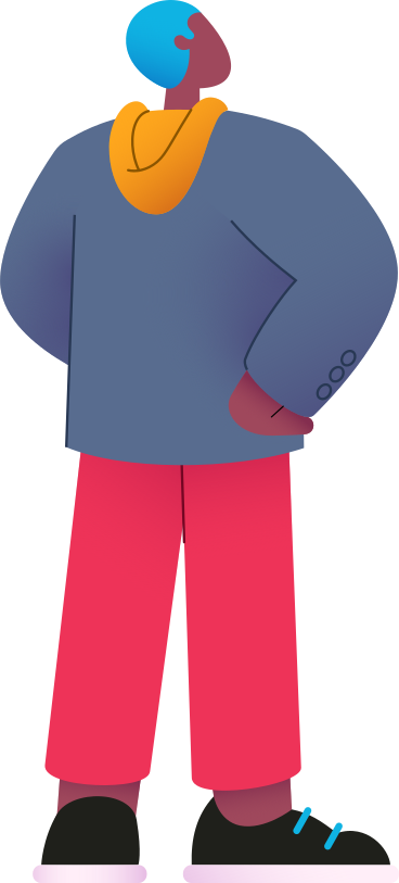 man in gray jacket and red pants standing with his hands on his hips PNG, SVG