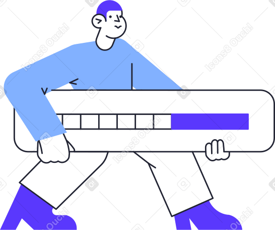 man with progress bar Illustration in PNG, SVG