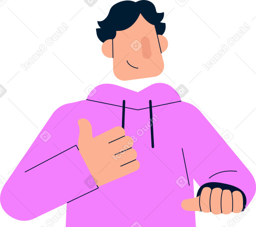 young man shows a thumbs up PNG, SVG