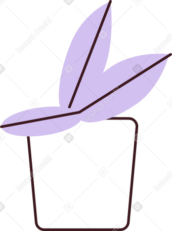 purple leaves in a white pot PNG, SVG