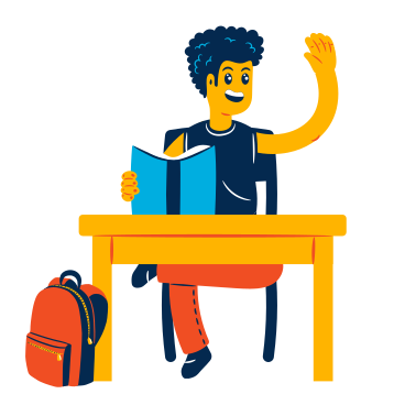 Student raising an arm in class PNG, SVG