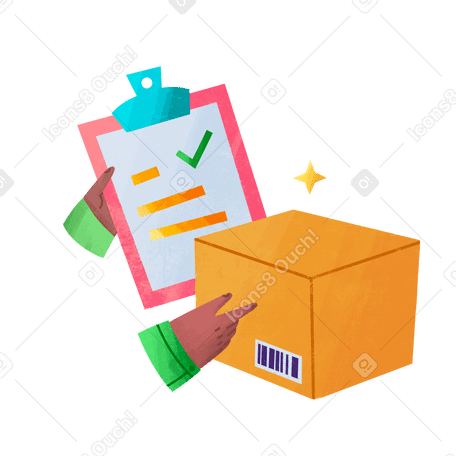 courier with parcel and clipboard PNG, SVG