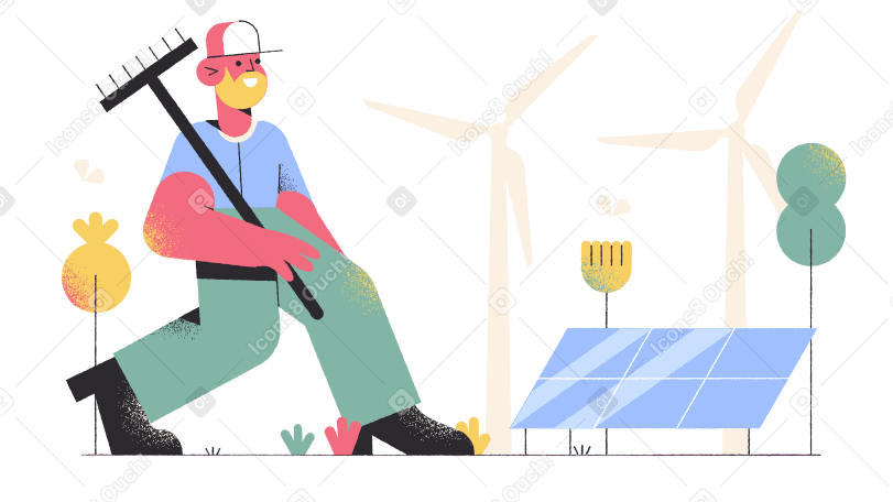 太阳能电池板和风力涡轮机中的生态技术 PNG, SVG