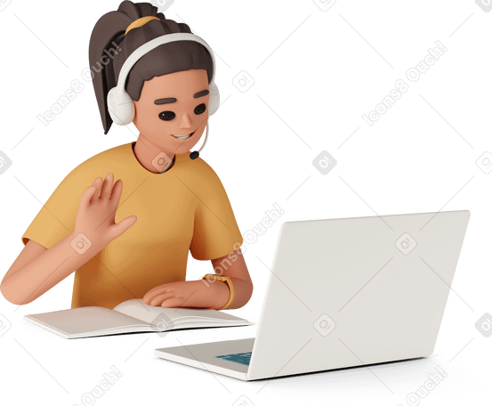 3D woman in online meetings Illustration in PNG, SVG