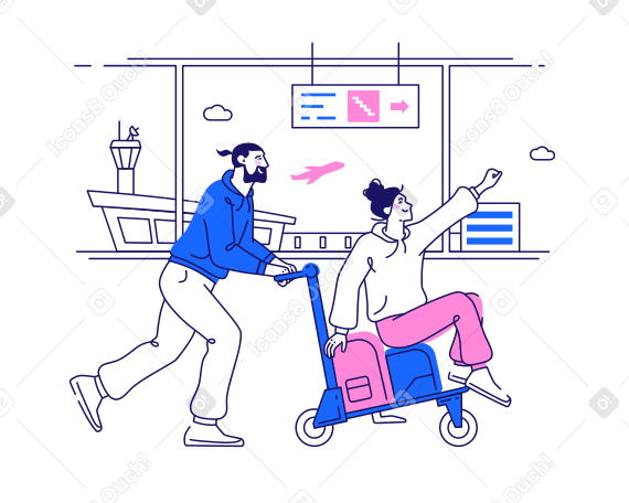 Man and a woman go on vacation Illustration in PNG, SVG