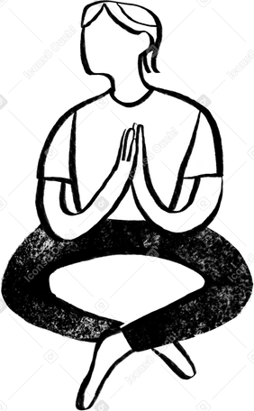 black and white person sitting in a yoga pose PNG, SVG
