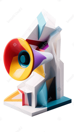 3D abstract composition with loudspeaker PNG, SVG