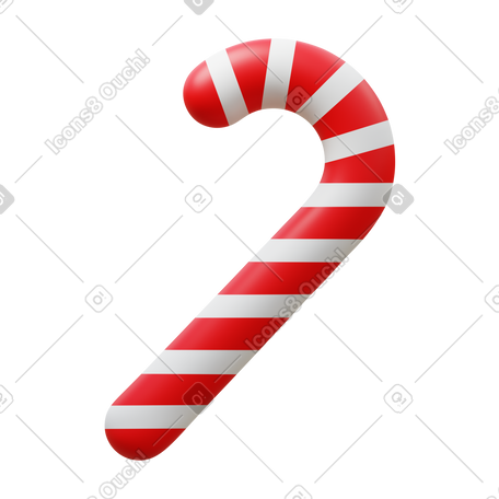 3D candy cane PNG, SVG