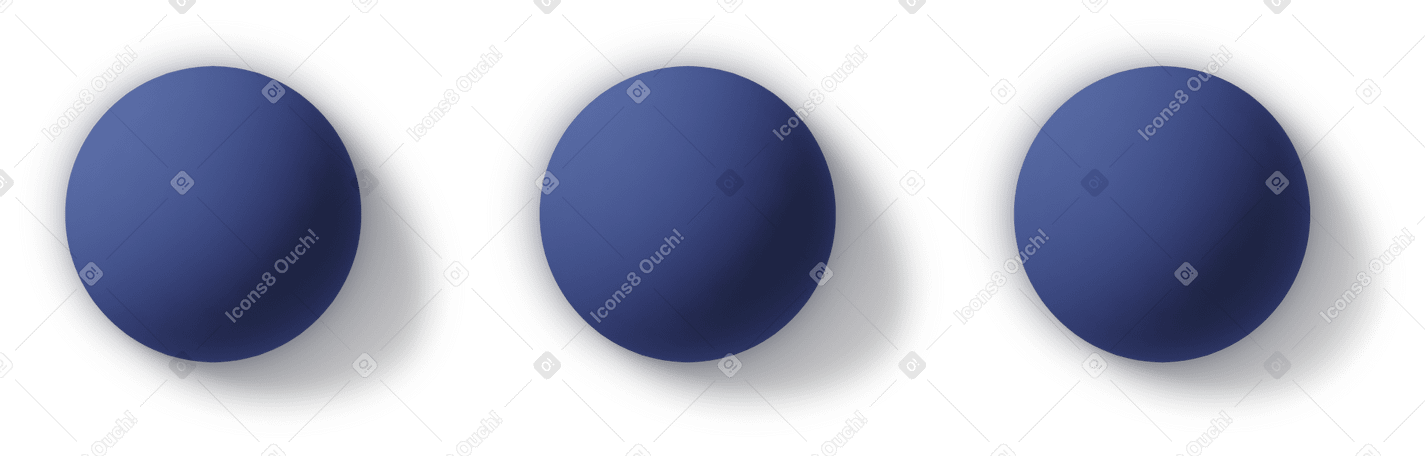 3D three blue dots icon Illustration in PNG, SVG