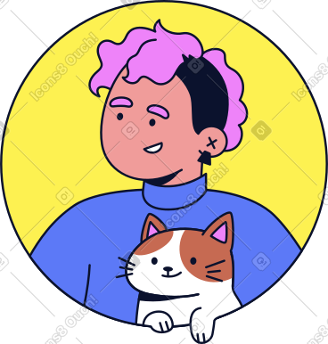 带着猫的女人头像 PNG, SVG