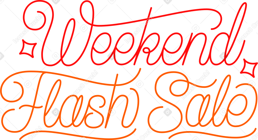 Illustrazione animata Lettering weeknd vendita flash con testo di stelle in GIF, Lottie (JSON), AE