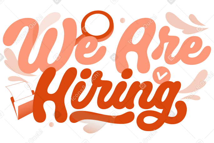 Lettering We Are Hiring with magnifier and folder text PNG, SVG
