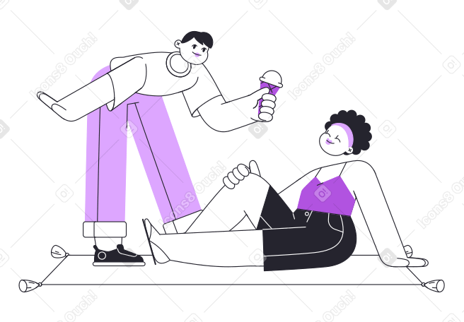 Man and woman enjoy a picnic with ice cream PNG, SVG